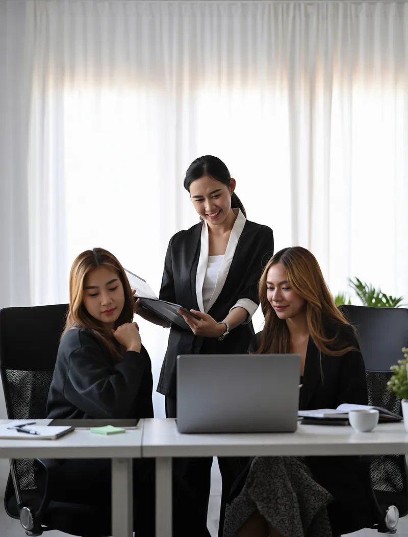 Professional team collaborating in a modern office